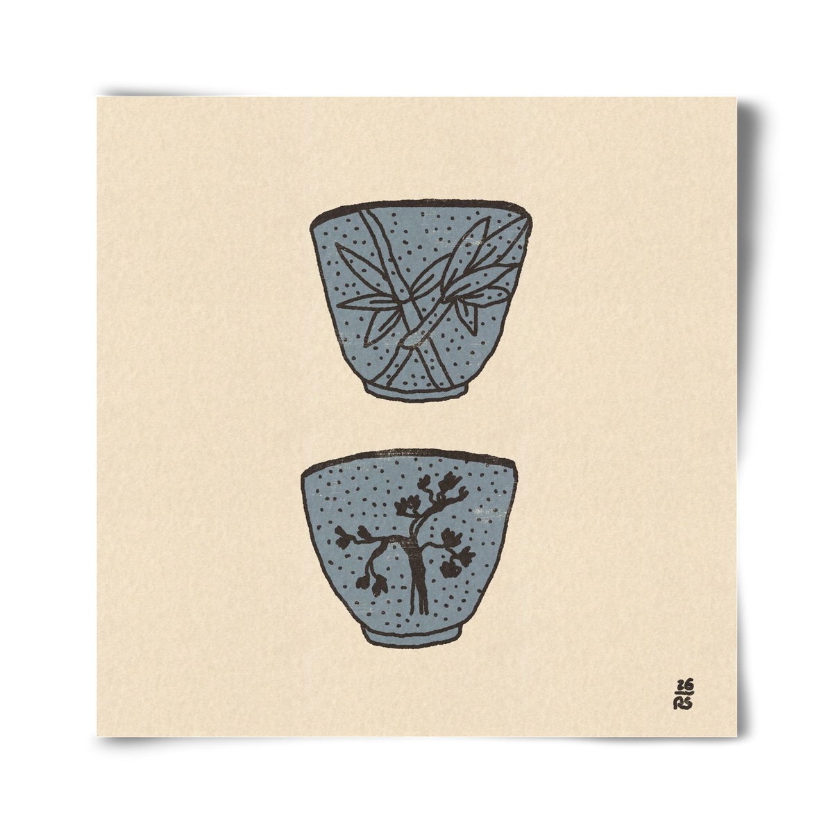 Tea Cups in Blue, 40x40 cm, Keret nélkül