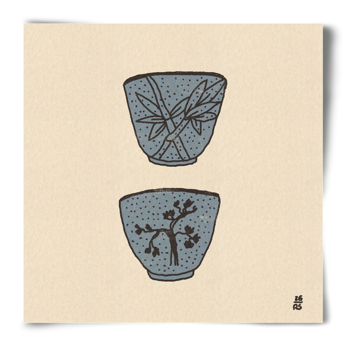 Tea Cups in Blue, 50x50 cm, Keret nélkül