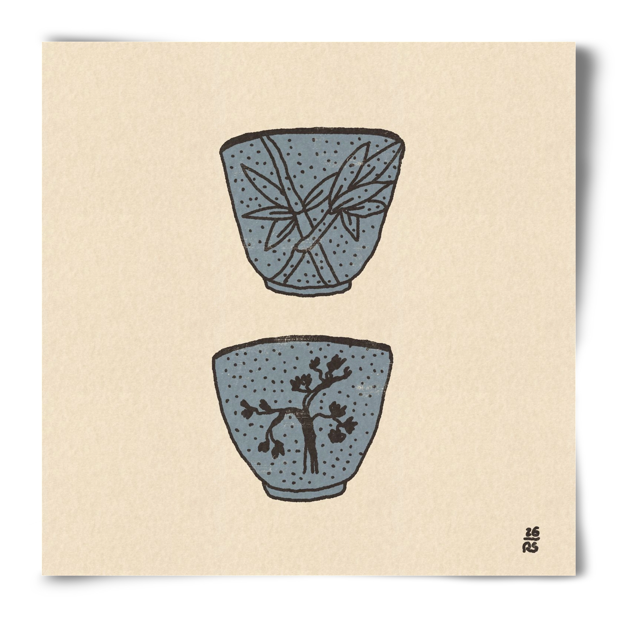 Tea Cups in Blue, 50x50 cm, Keret nélkül