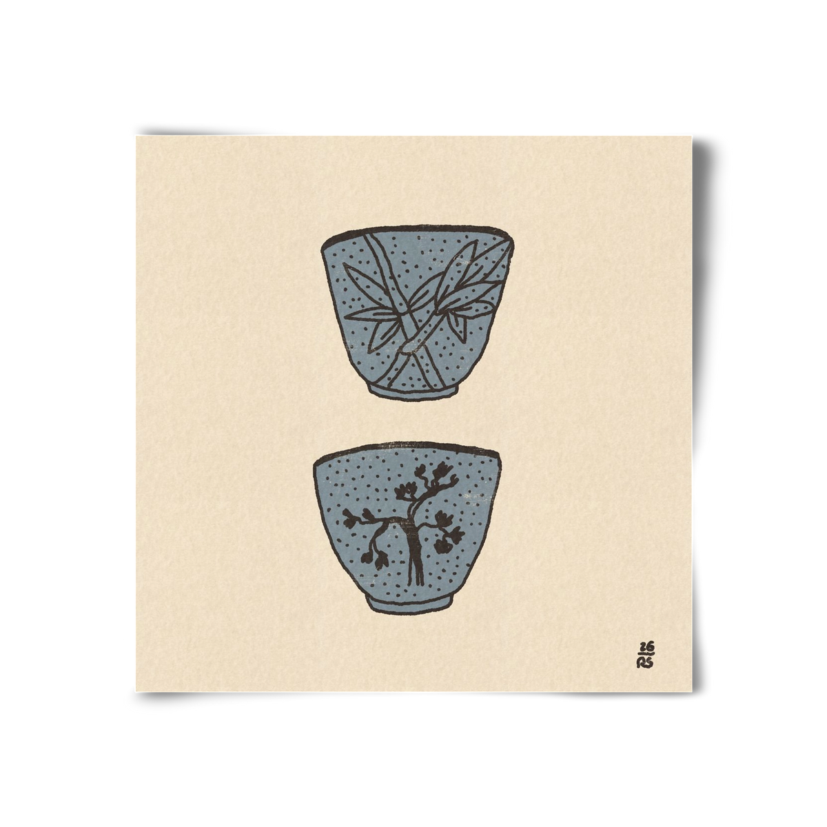 Tea Cups in Blue, 30x30 cm, Keret nélkül