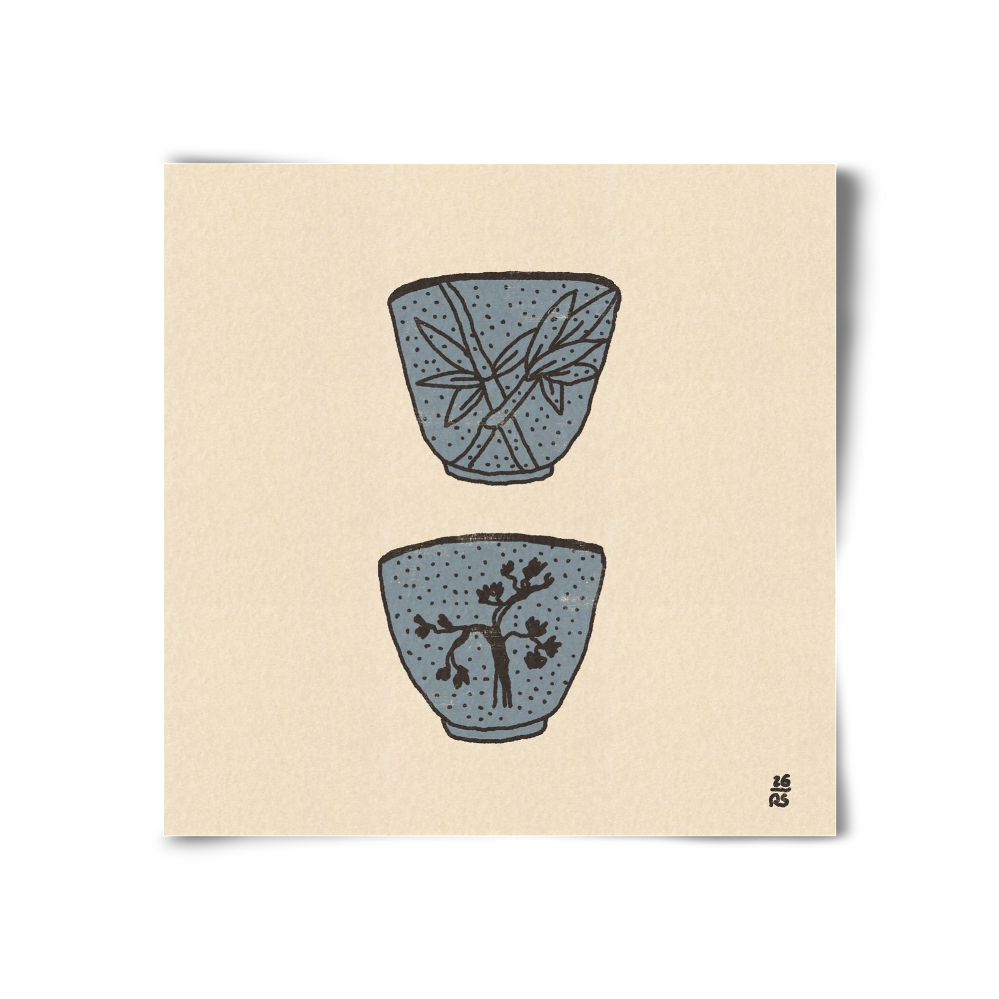 Tea Cups in Blue, 30x30 cm, Keret nélkül