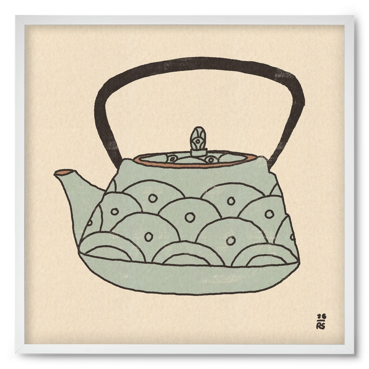 Teapot Waves, 50x50 cm (50x50 cm), Fehér keret