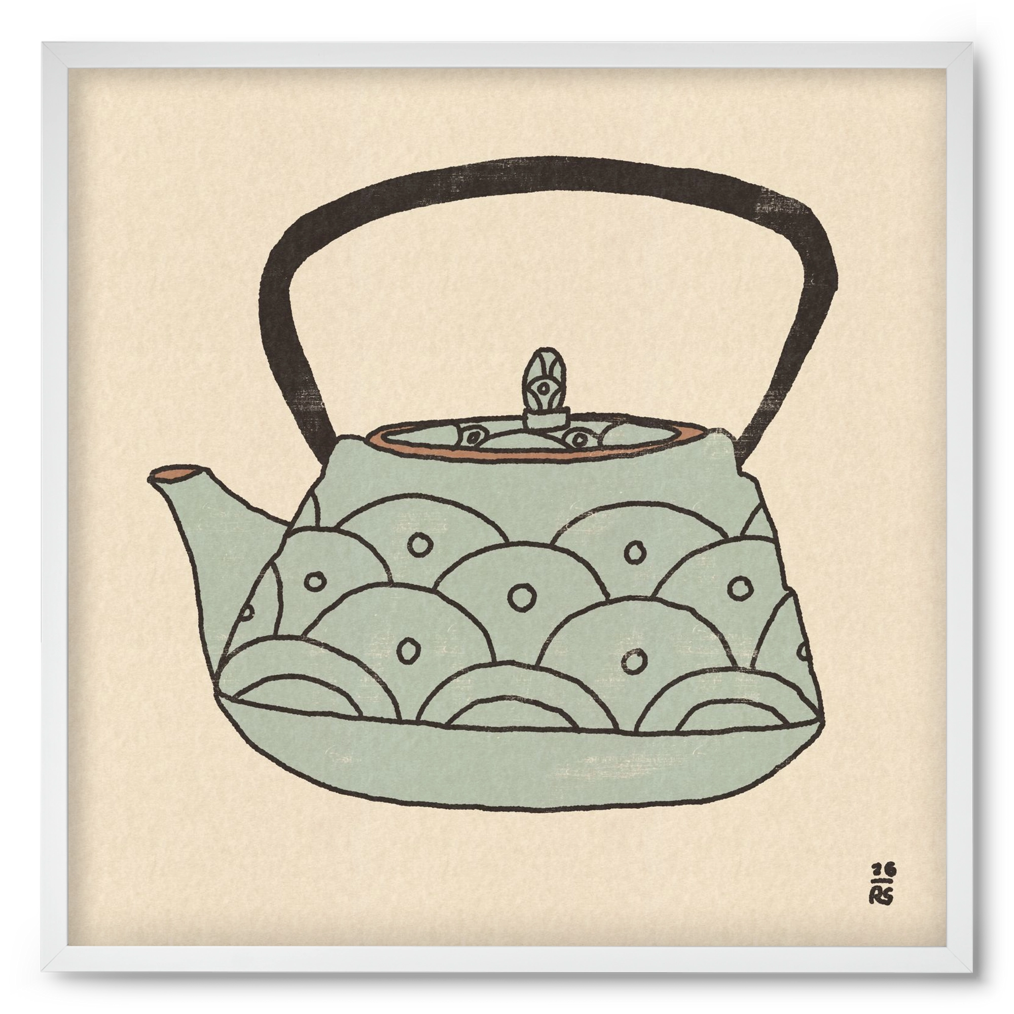 Teapot Waves, 50x50 cm (50x50 cm), Fehér keret