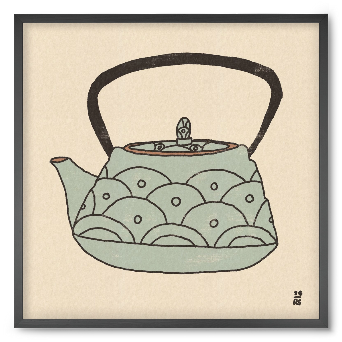 Teapot Waves, 50x50 cm (50x50 cm), Fekete keret