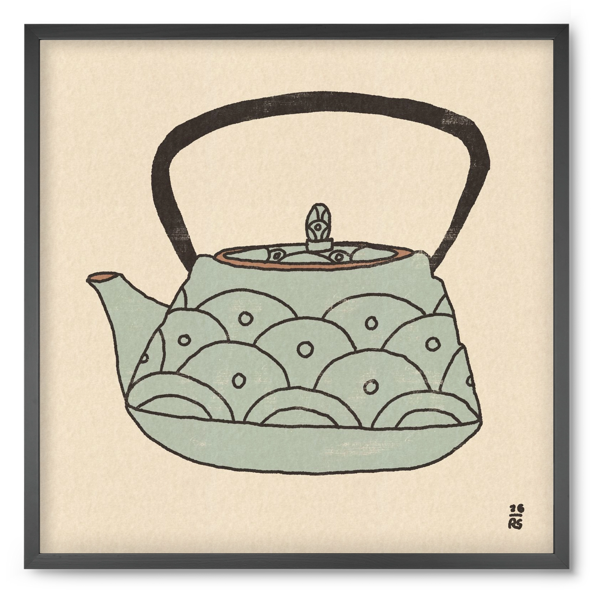 Teapot Waves, 50x50 cm (50x50 cm), Fekete keret