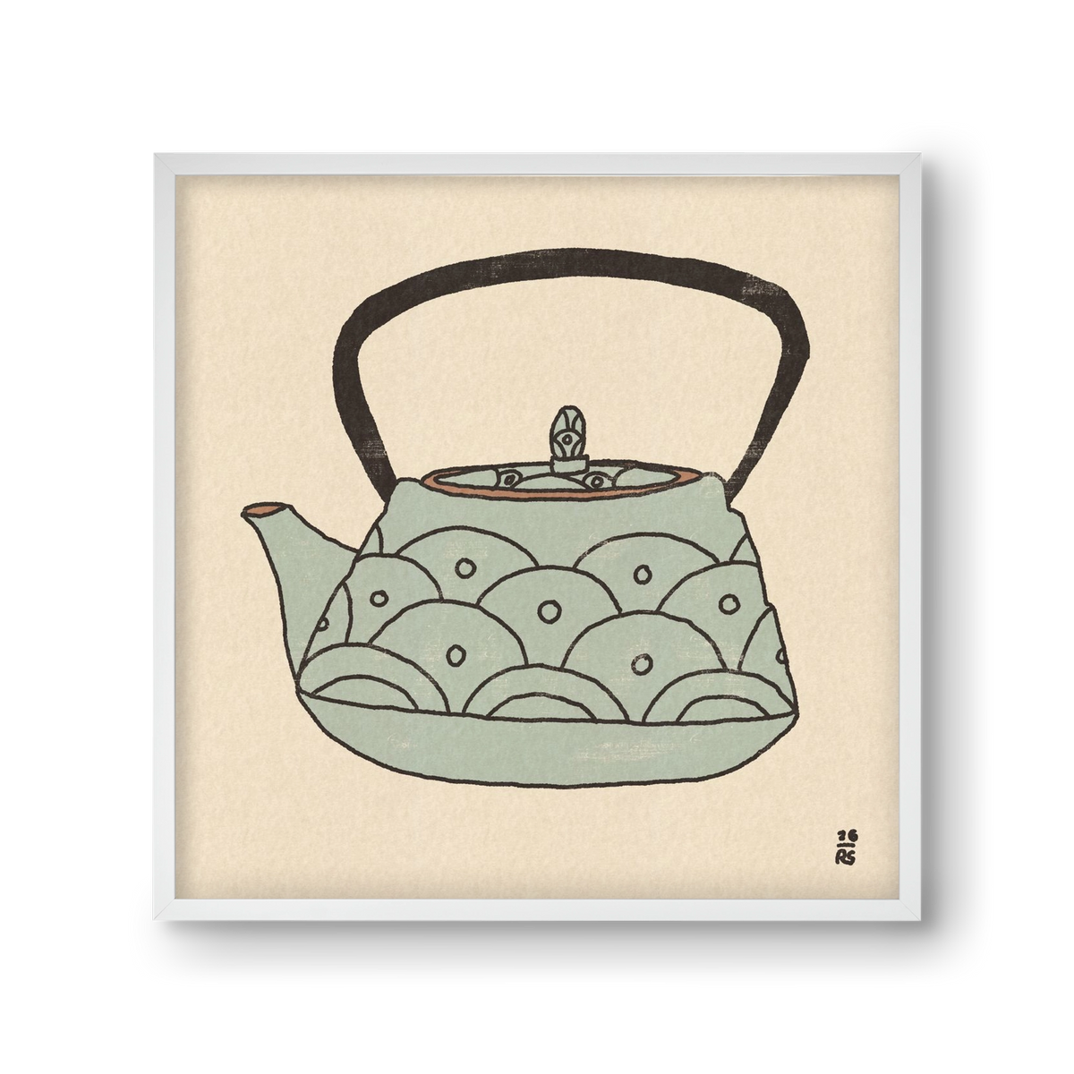 Teapot Waves, 30x30 cm (30x30 cm), Fehér keret