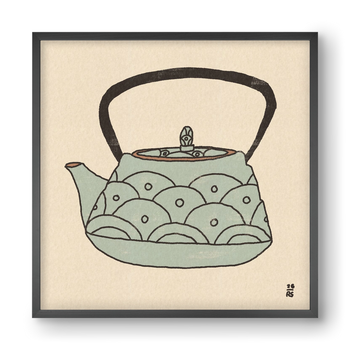 Teapot Waves, 40x40 cm (40x40 cm), Fekete keret