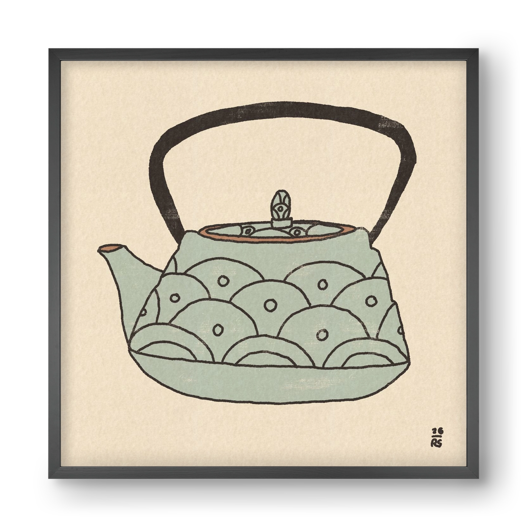 Teapot Waves, 40x40 cm (40x40 cm), Fekete keret