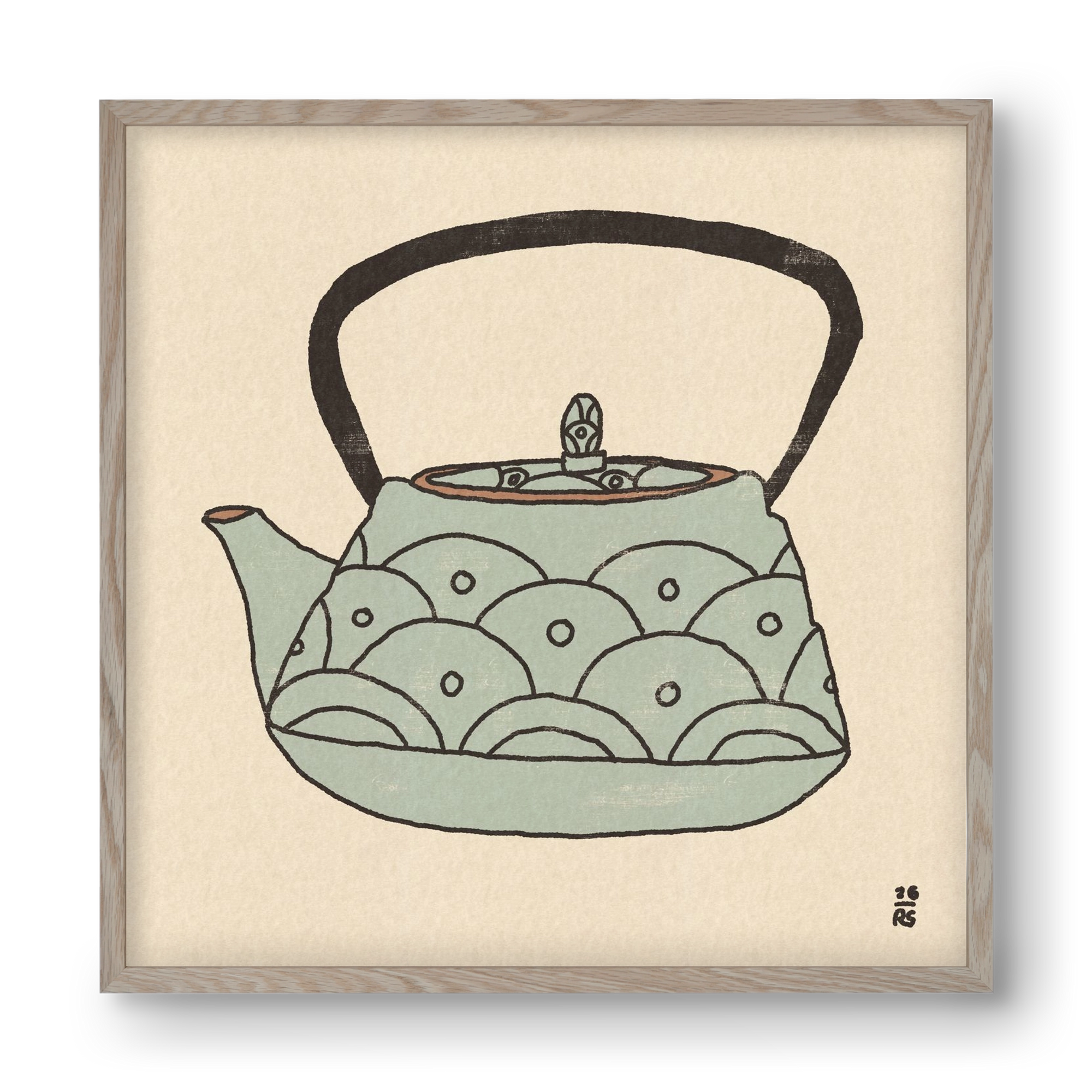 Teapot Waves, 40x40 cm (40x40 cm), Tölgy keret