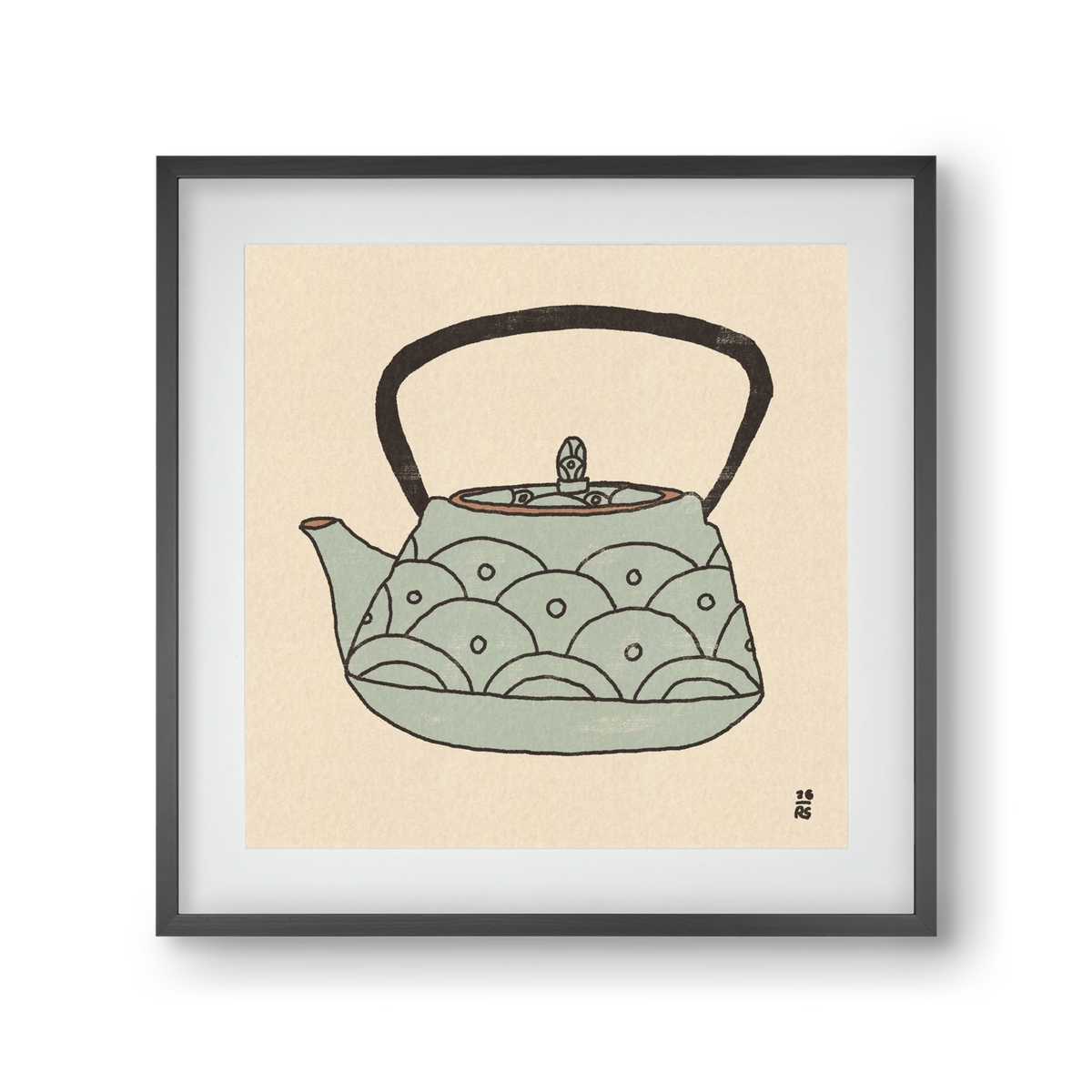 Teapot Waves, 30x30 cm (20x20 cm), Fekete keret, paszpartuval