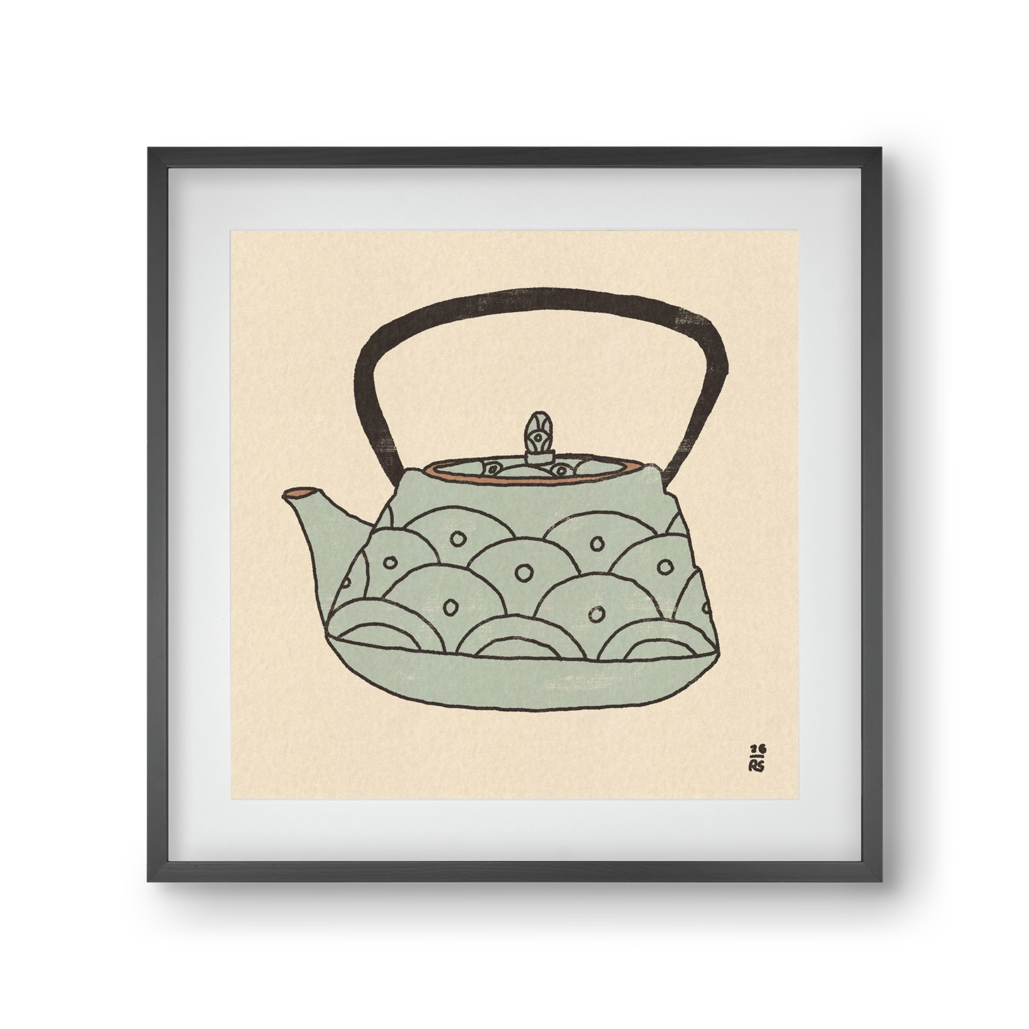 Teapot Waves, 30x30 cm (20x20 cm), Fekete keret, paszpartuval