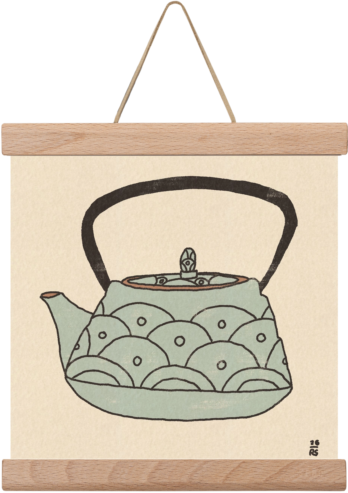 Teapot Waves, 20x20 cm (20x20 cm), Tölgy akasztó