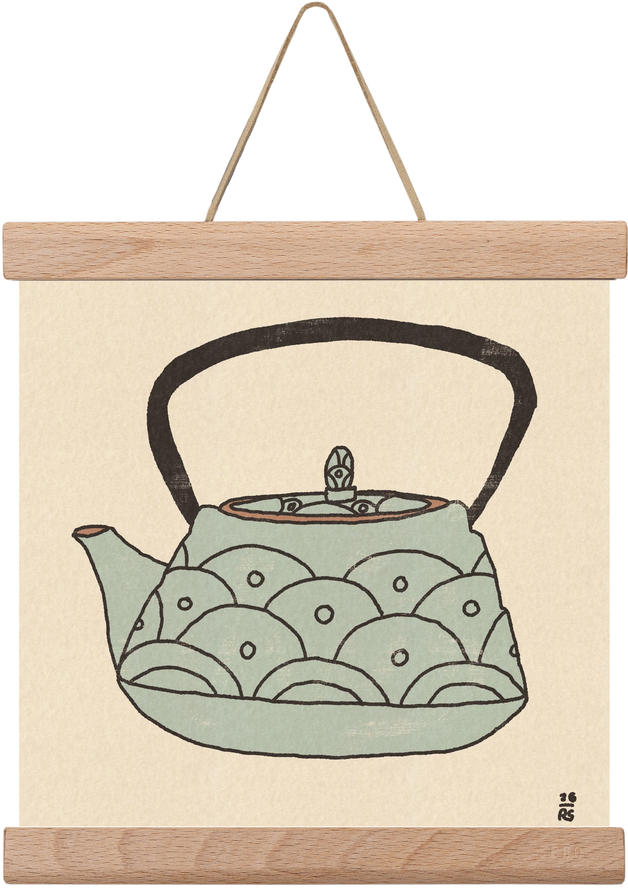 Teapot Waves, 20x20 cm (20x20 cm), Tölgy akasztó