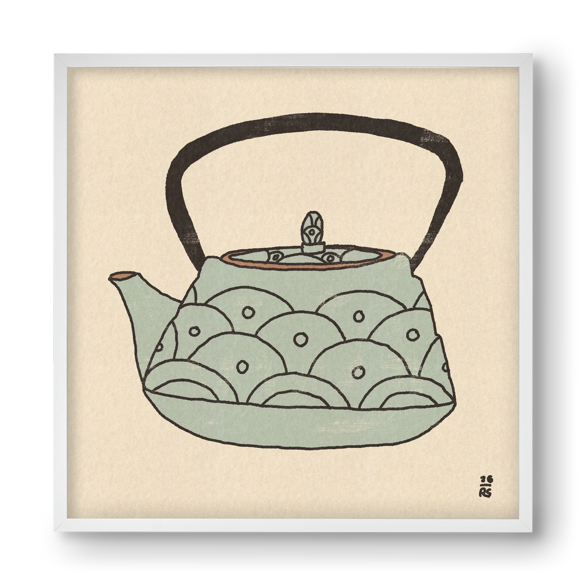 Teapot Waves, 40x40 cm (40x40 cm), Fehér keret