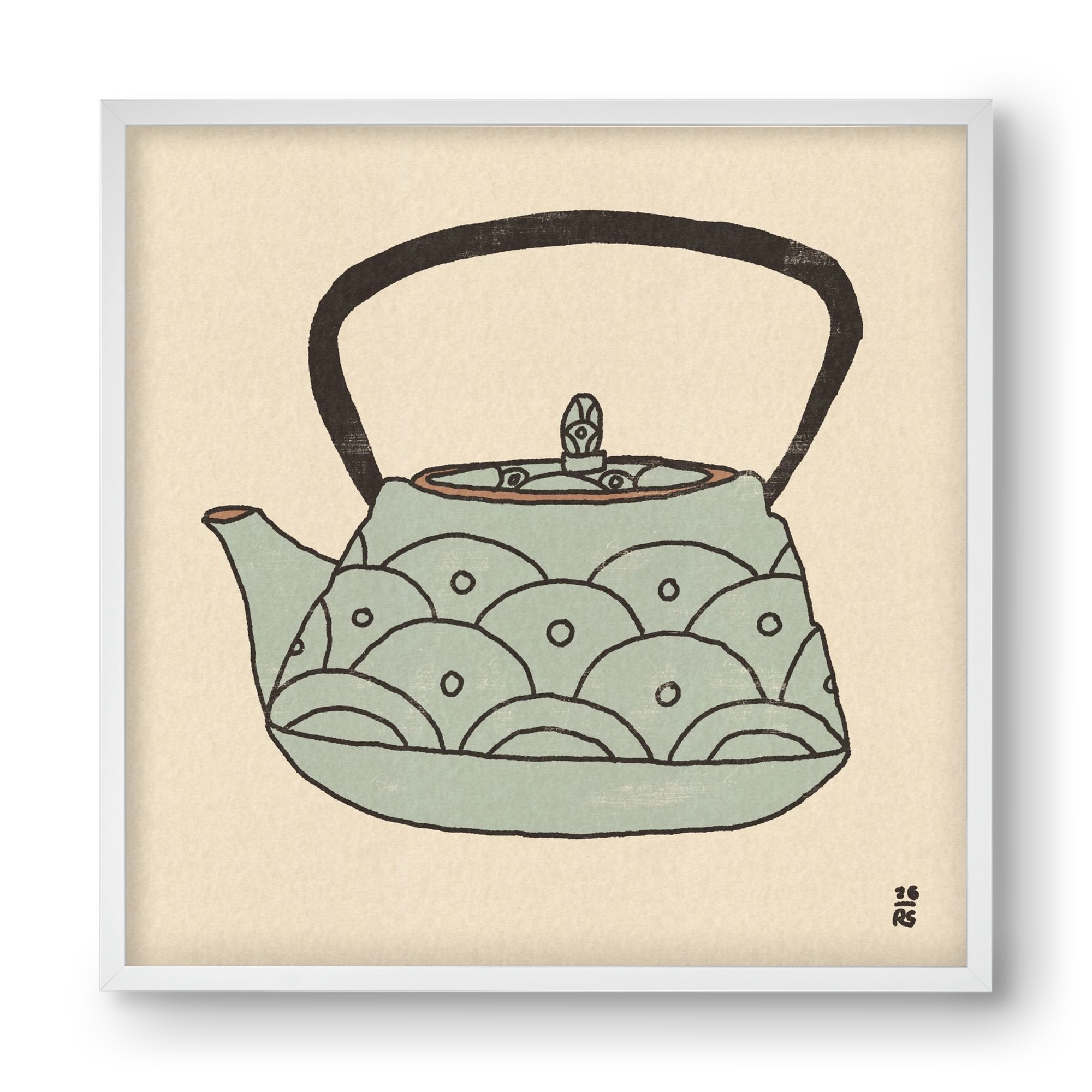 Teapot Waves, 40x40 cm (40x40 cm), Fehér keret