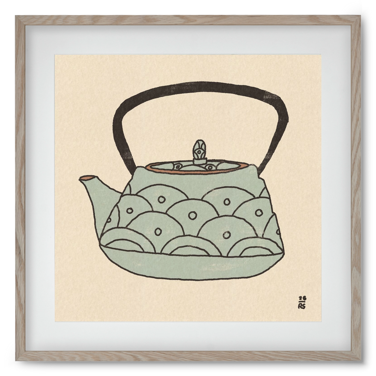 Teapot Waves, 50x50 cm (40x40 cm), Tölgy keret, paszpartuval