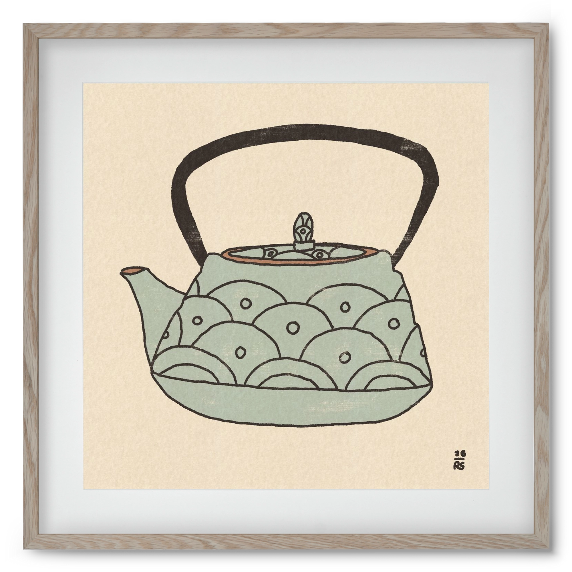 Teapot Waves, 50x50 cm (40x40 cm), Tölgy keret, paszpartuval