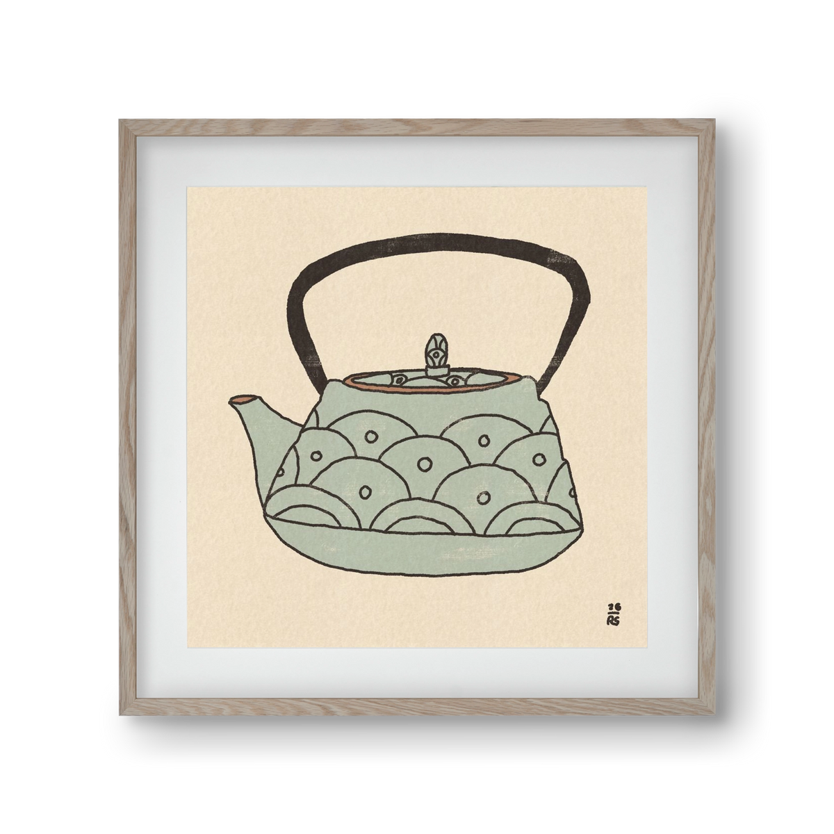 Teapot Waves, 30x30 cm (20x20 cm), Tölgy keret, paszpartuval