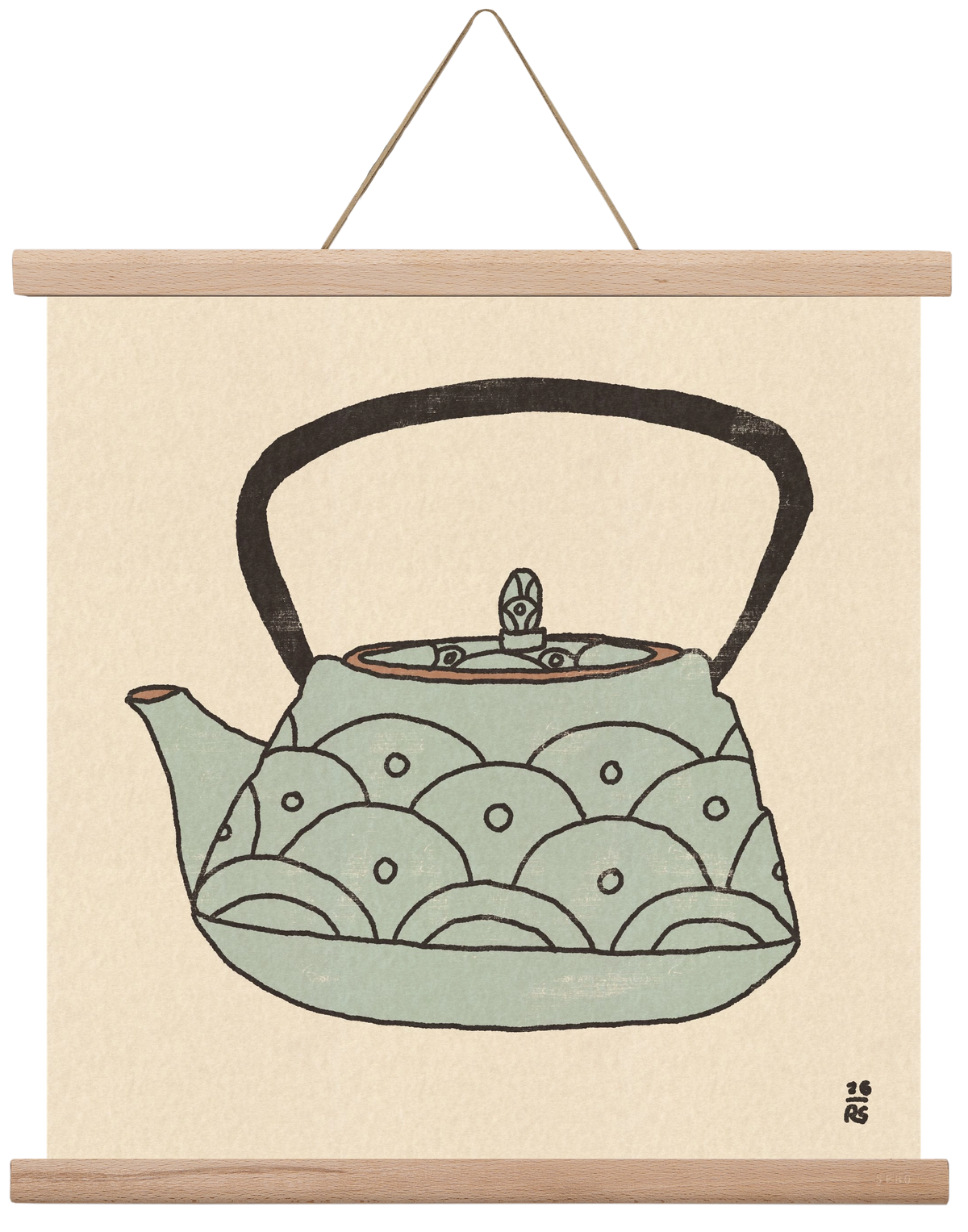 Teapot Waves, 40x40 cm (40x40 cm), Tölgy akasztó