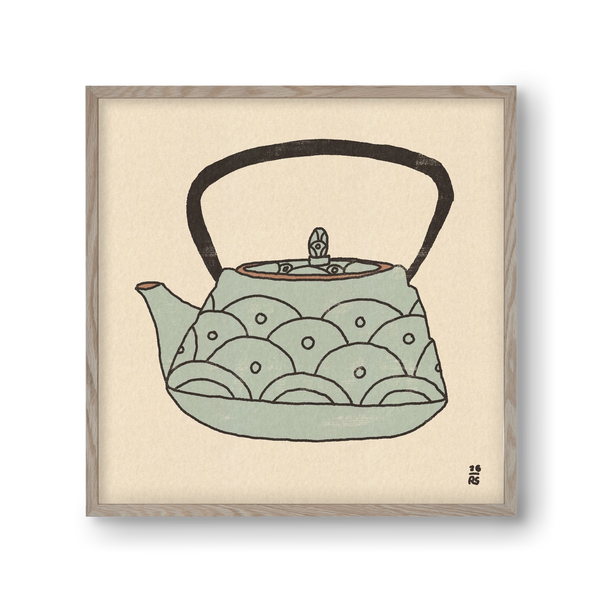 Teapot Waves, 30x30 cm (30x30 cm), Tölgy keret