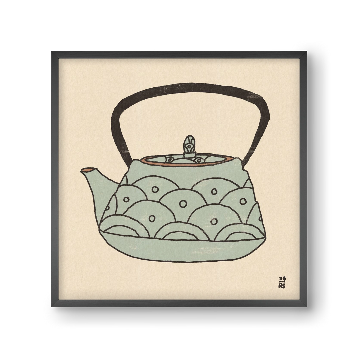 Teapot Waves, 30x30 cm (30x30 cm), Fekete keret