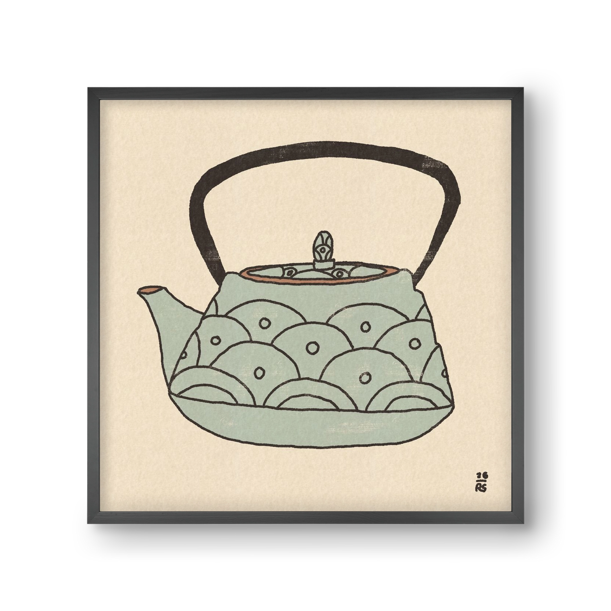 Teapot Waves, 30x30 cm (30x30 cm), Fekete keret