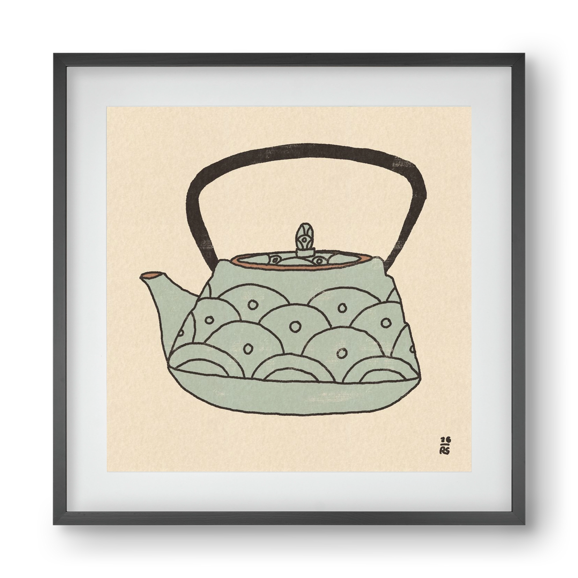 Teapot Waves, 40x40 cm (30x30 cm), Fekete keret, paszpartuval