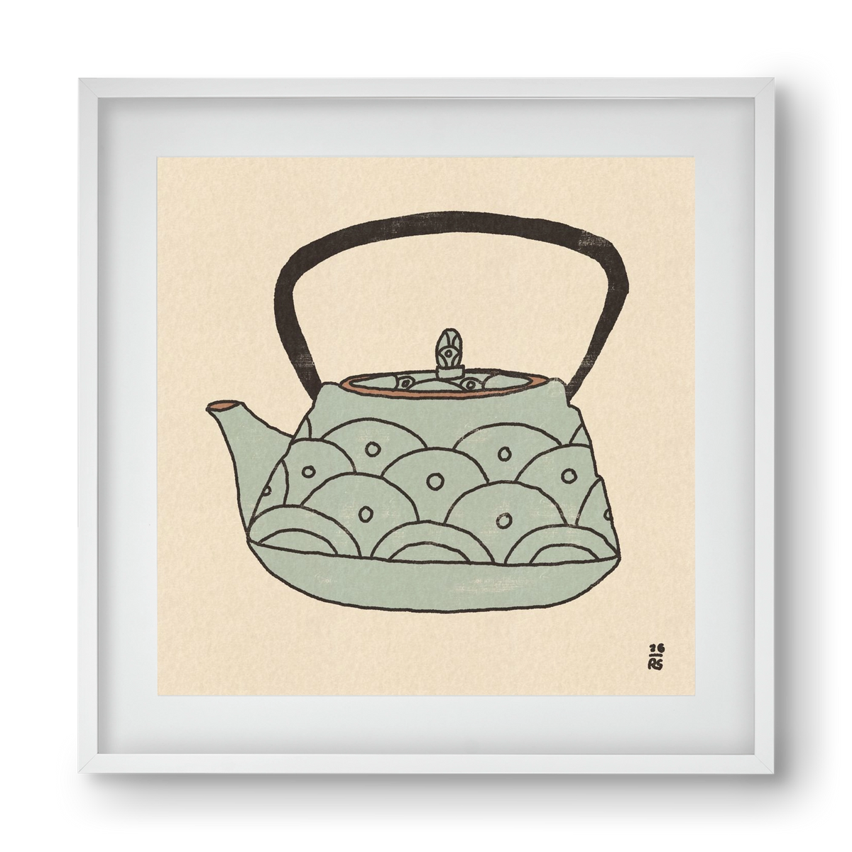 Teapot Waves, 40x40 cm (30x30 cm), Fehér keret, paszpartuval