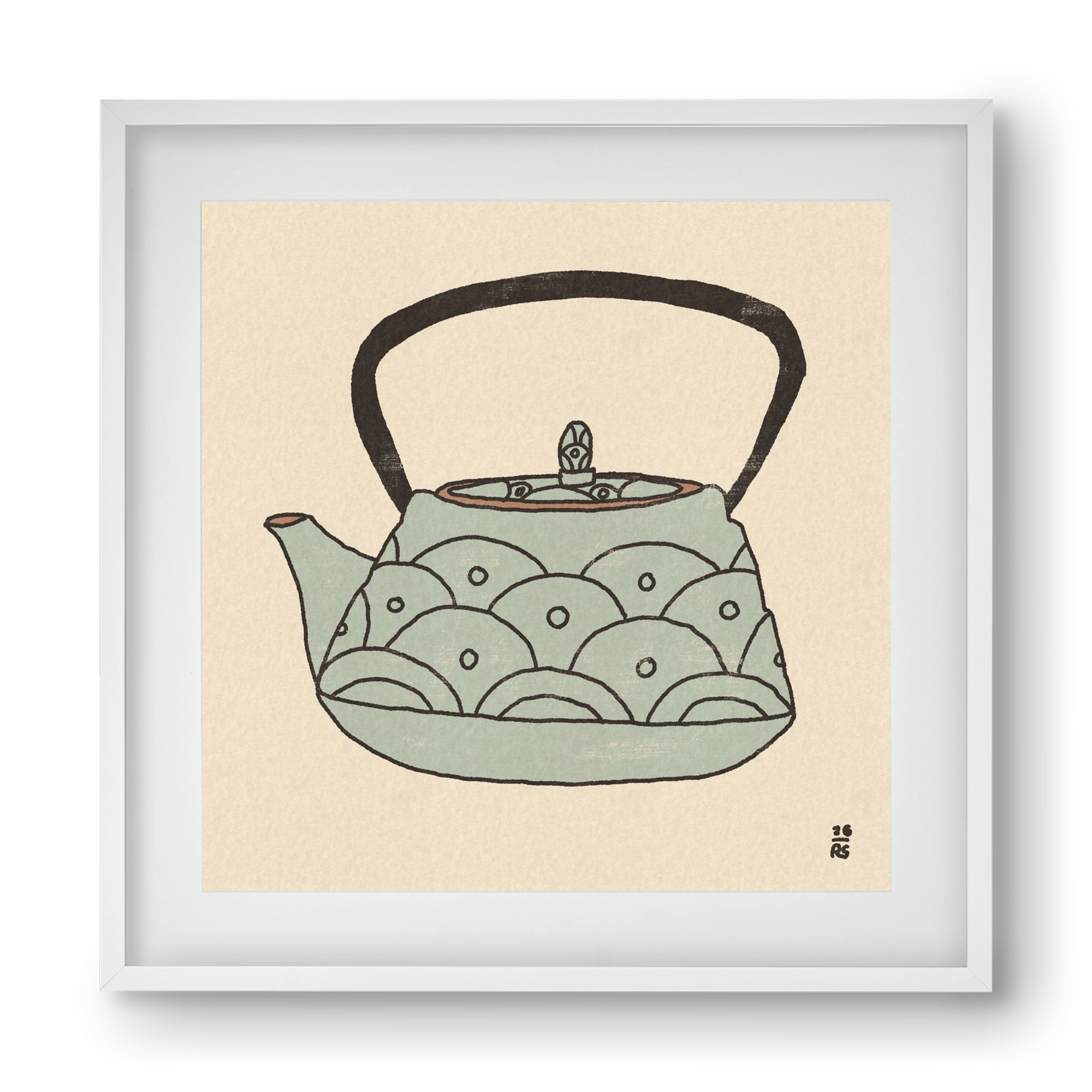 Teapot Waves, 40x40 cm (30x30 cm), Fehér keret, paszpartuval