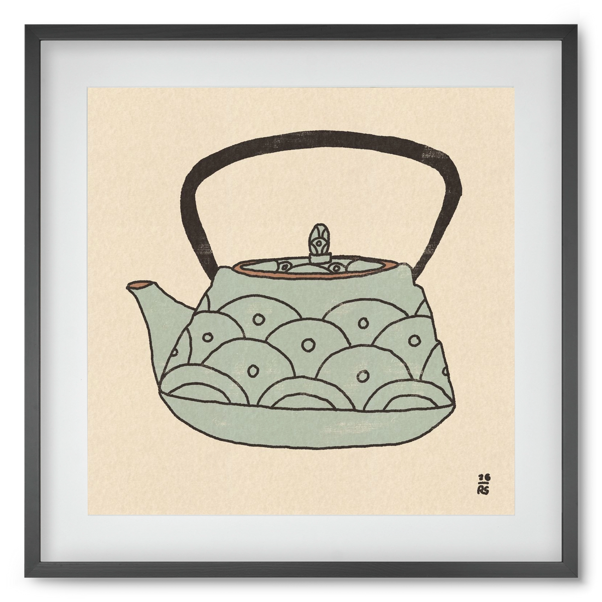 Teapot Waves, 50x50 cm (40x40 cm), Fekete keret, paszpartuval