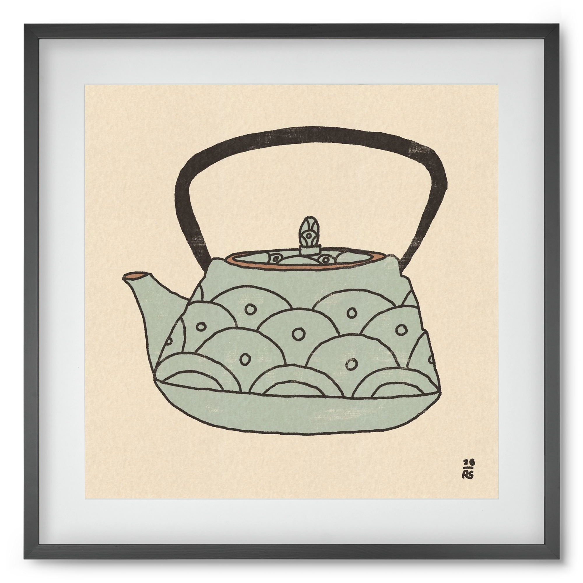 Teapot Waves, 50x50 cm (40x40 cm), Fekete keret, paszpartuval