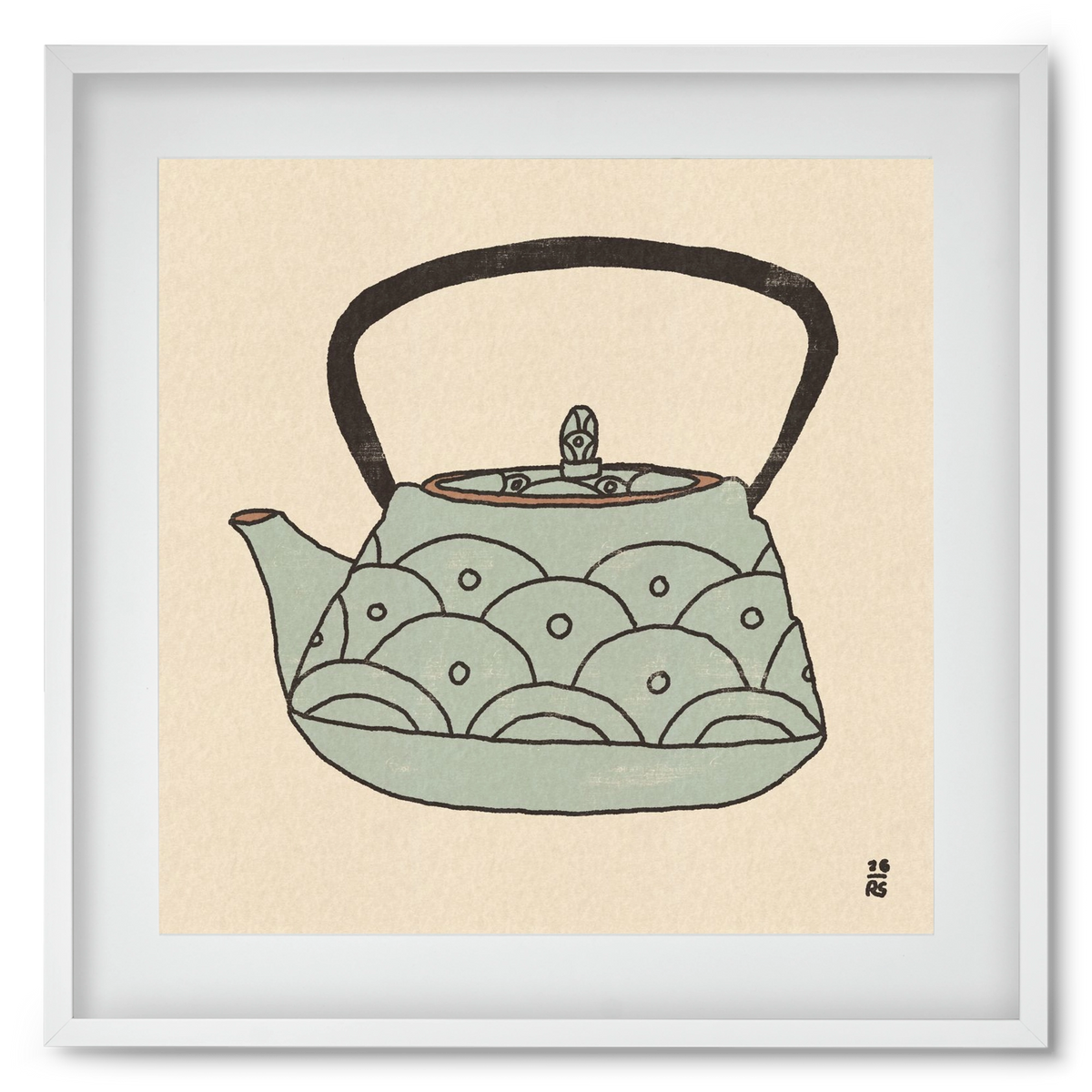 Teapot Waves, 50x50 cm (40x40 cm), Fehér keret, paszpartuval