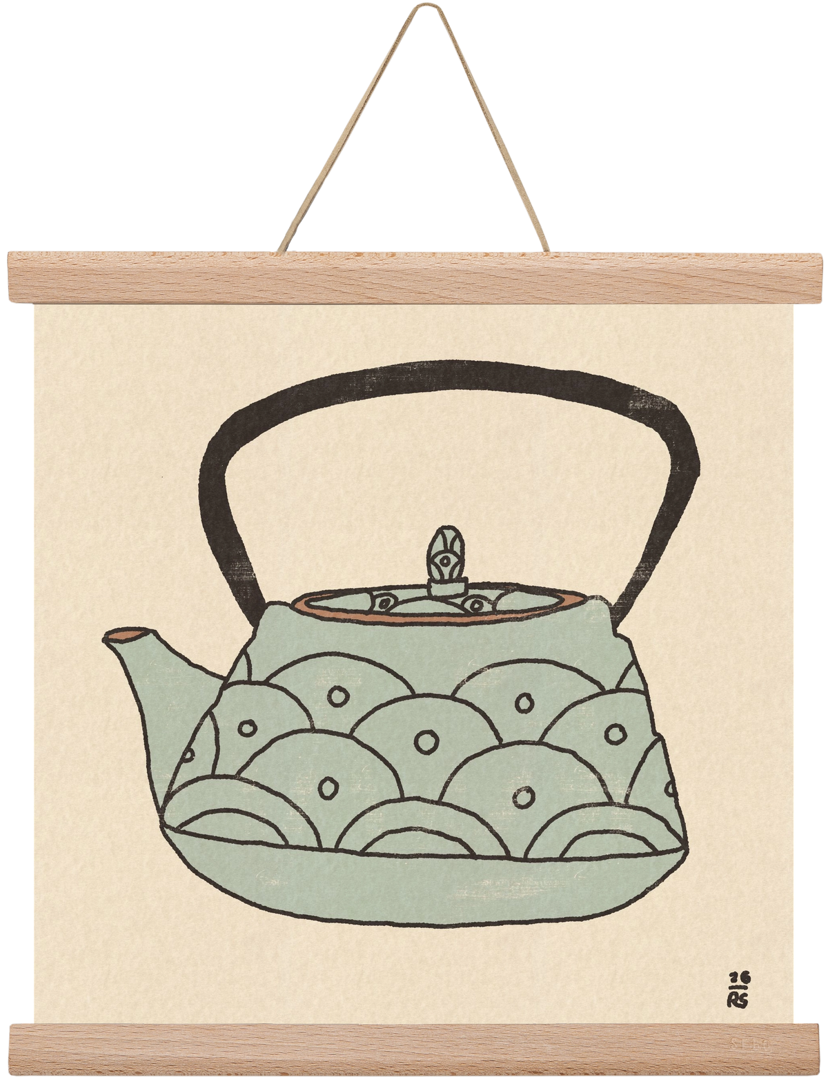 Teapot Waves, 30x30 cm (30x30 cm), Tölgy akasztó