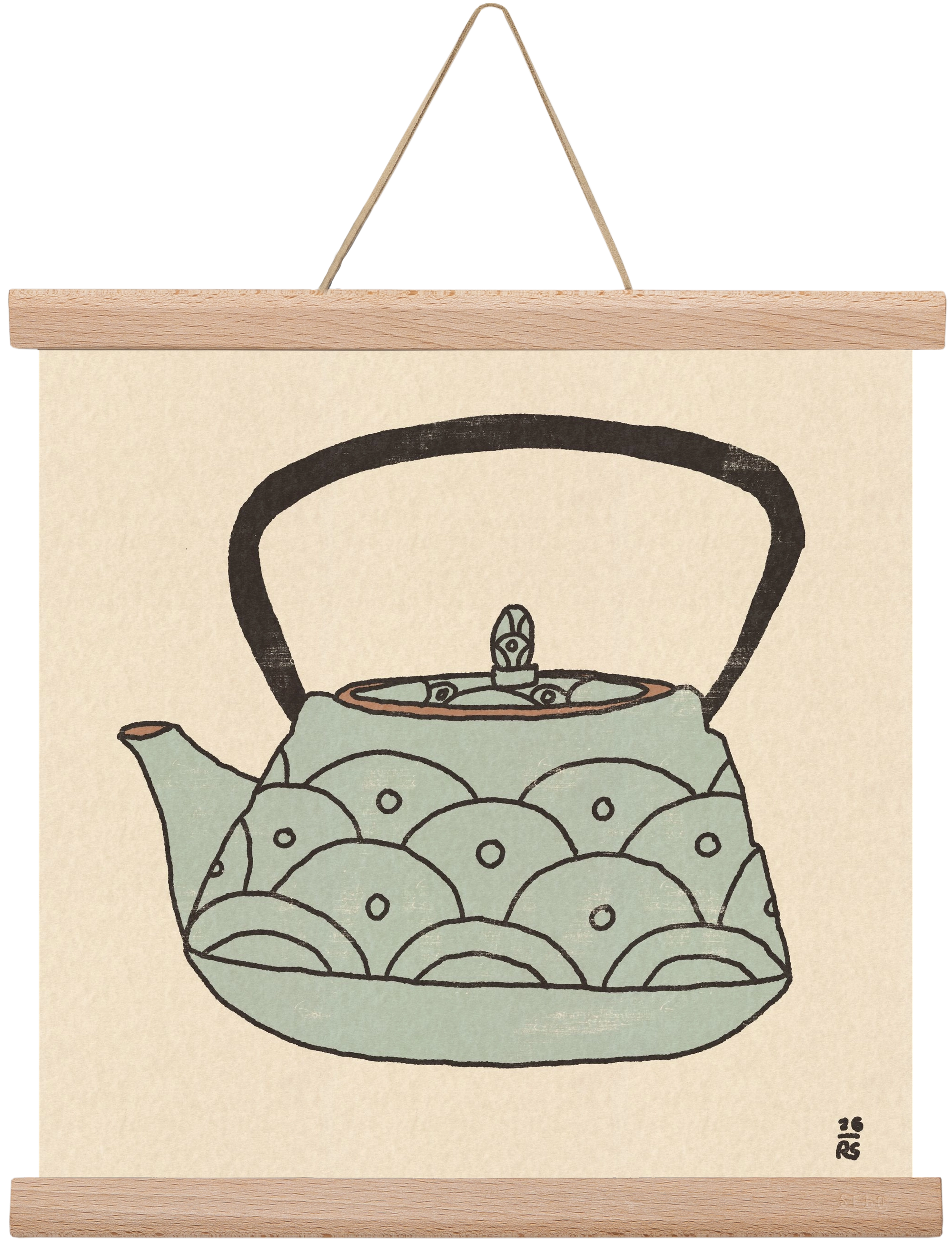 Teapot Waves, 30x30 cm (30x30 cm), Tölgy akasztó