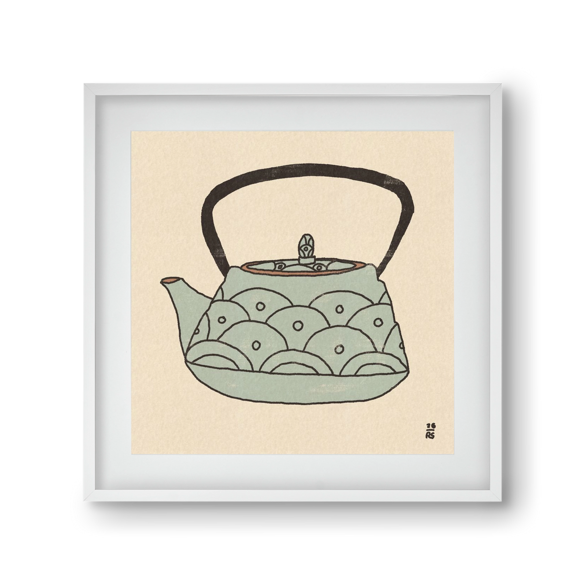Teapot Waves, 30x30 cm (20x20 cm), Fehér keret, paszpartuval