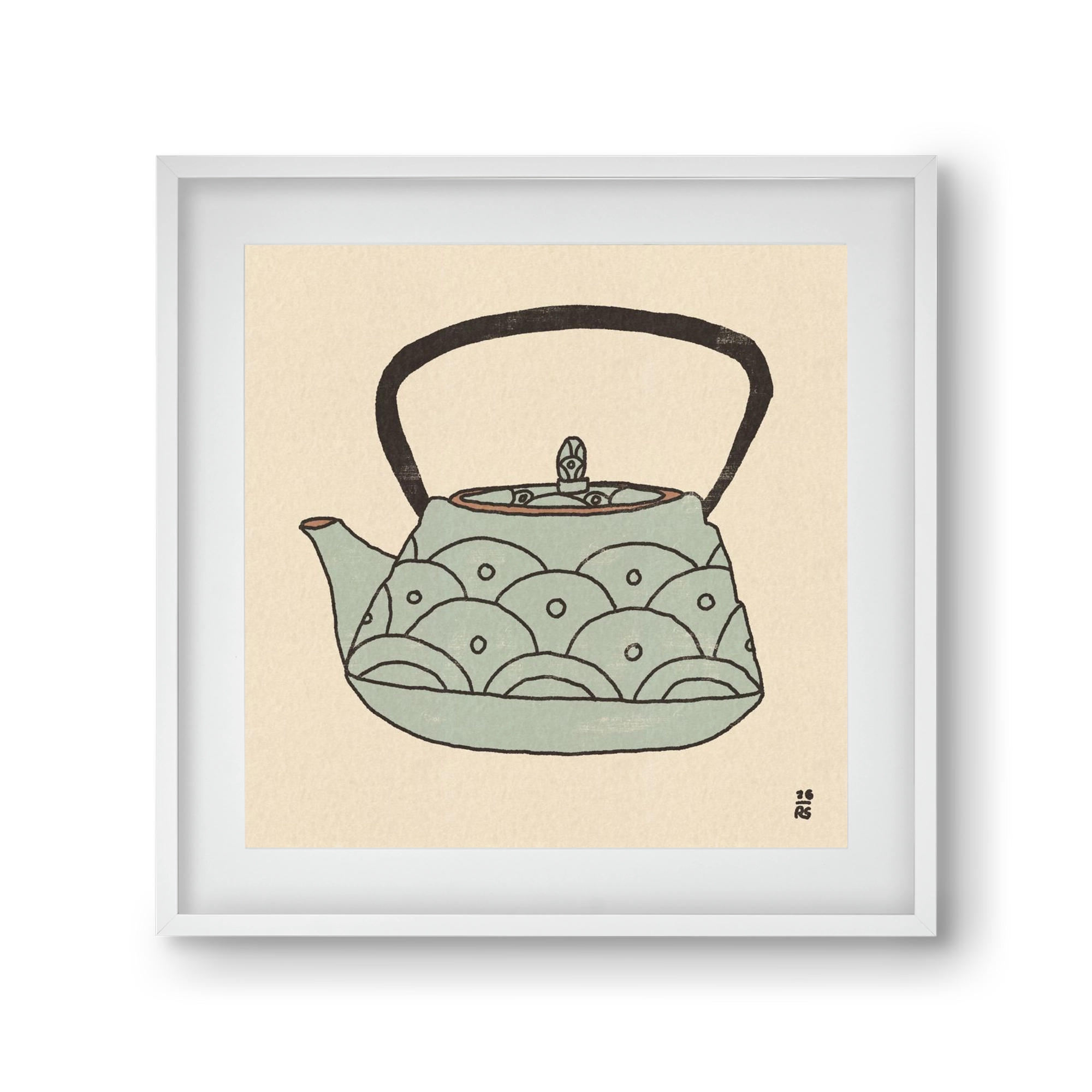 Teapot Waves, 30x30 cm (20x20 cm), Fehér keret, paszpartuval