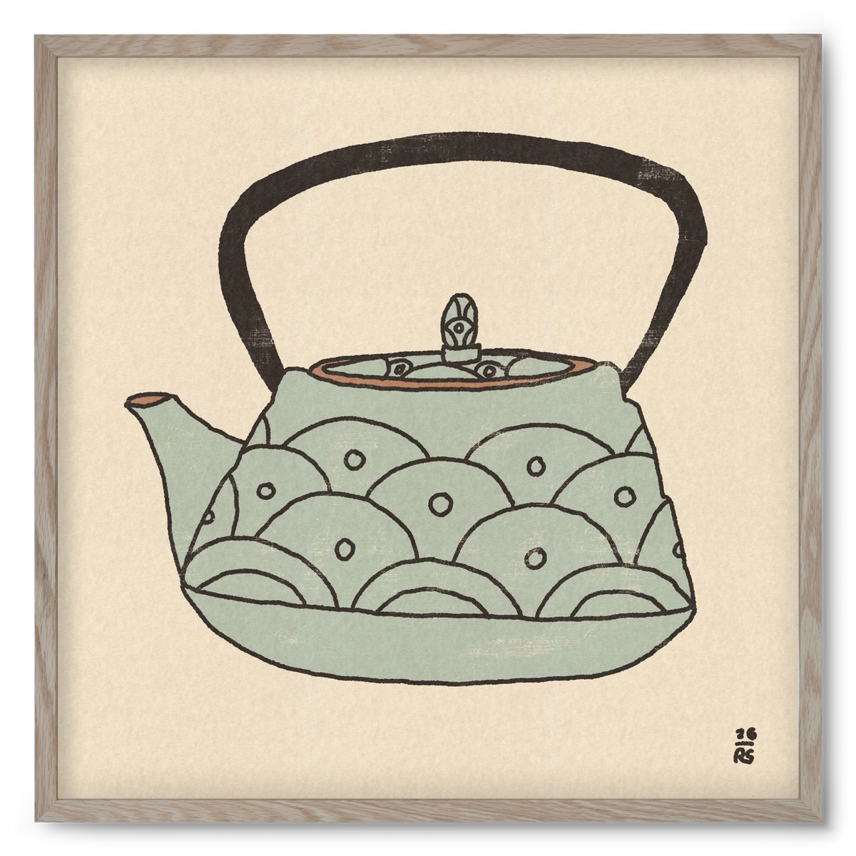 Teapot Waves, 50x50 cm (50x50 cm), Tölgy keret