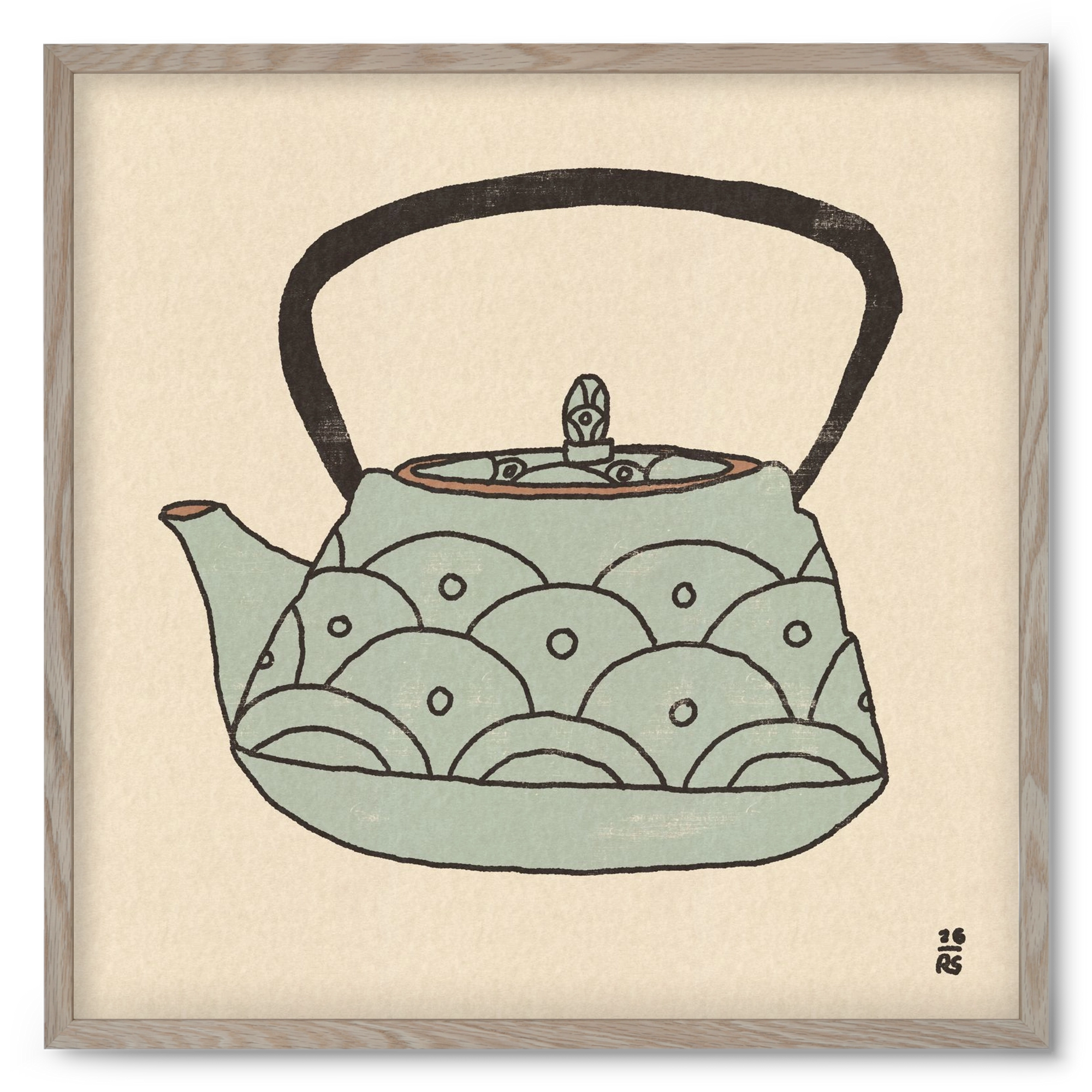 Teapot Waves, 50x50 cm (50x50 cm), Tölgy keret
