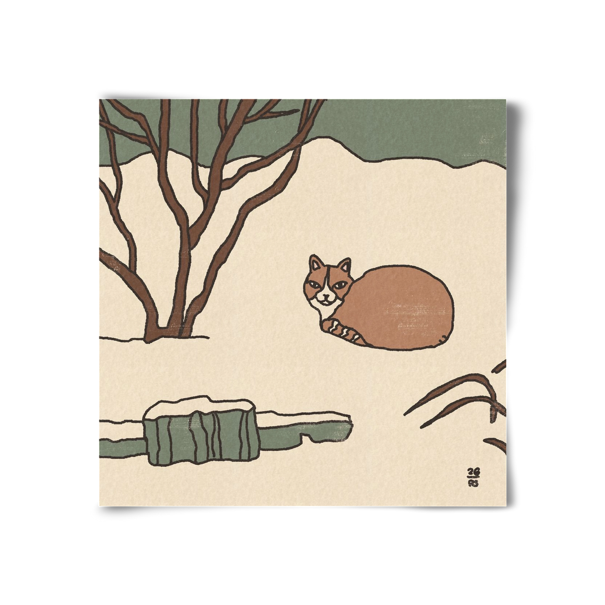 Winter Cat, 30x30 cm, Keret nélkül