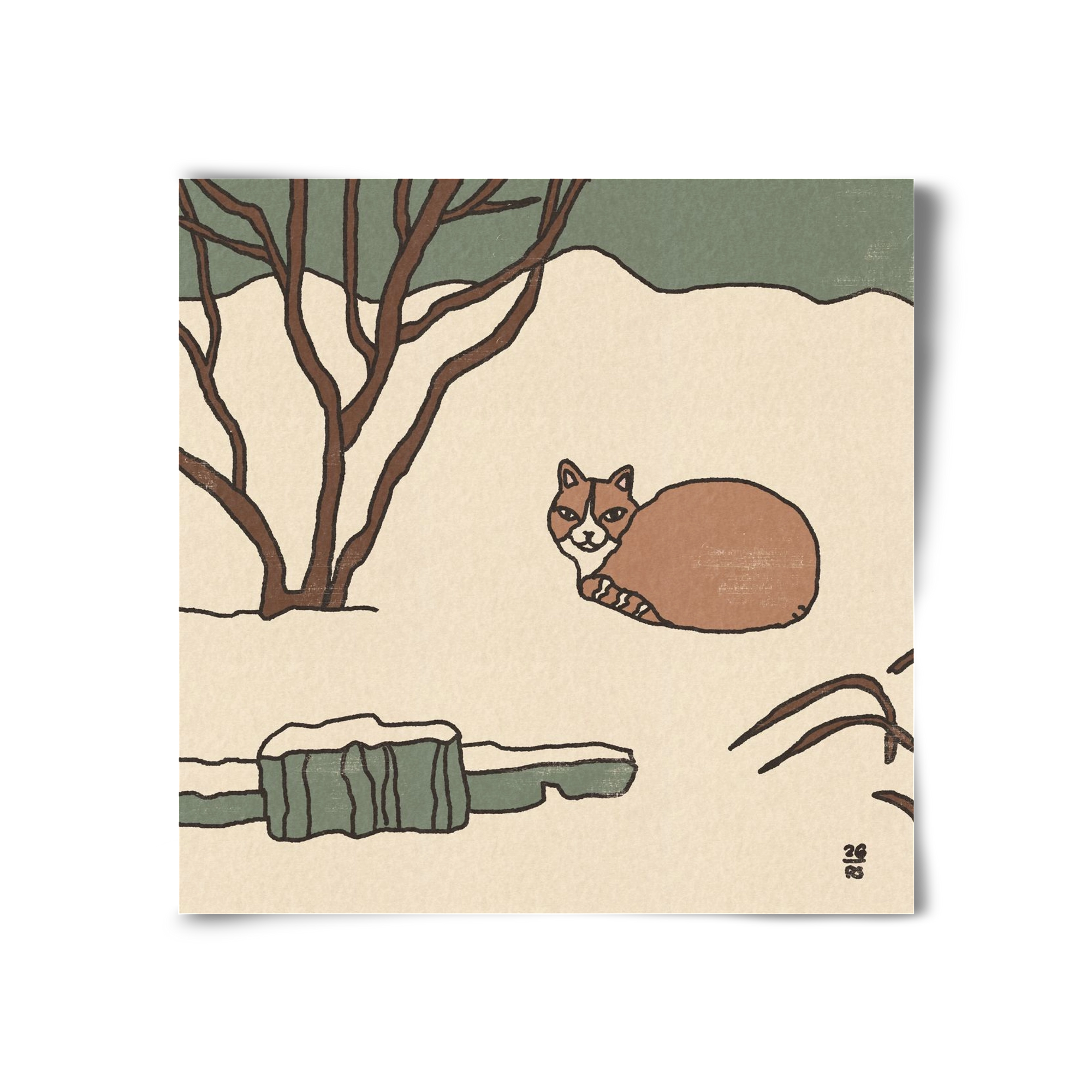 Winter Cat, 30x30 cm, Keret nélkül