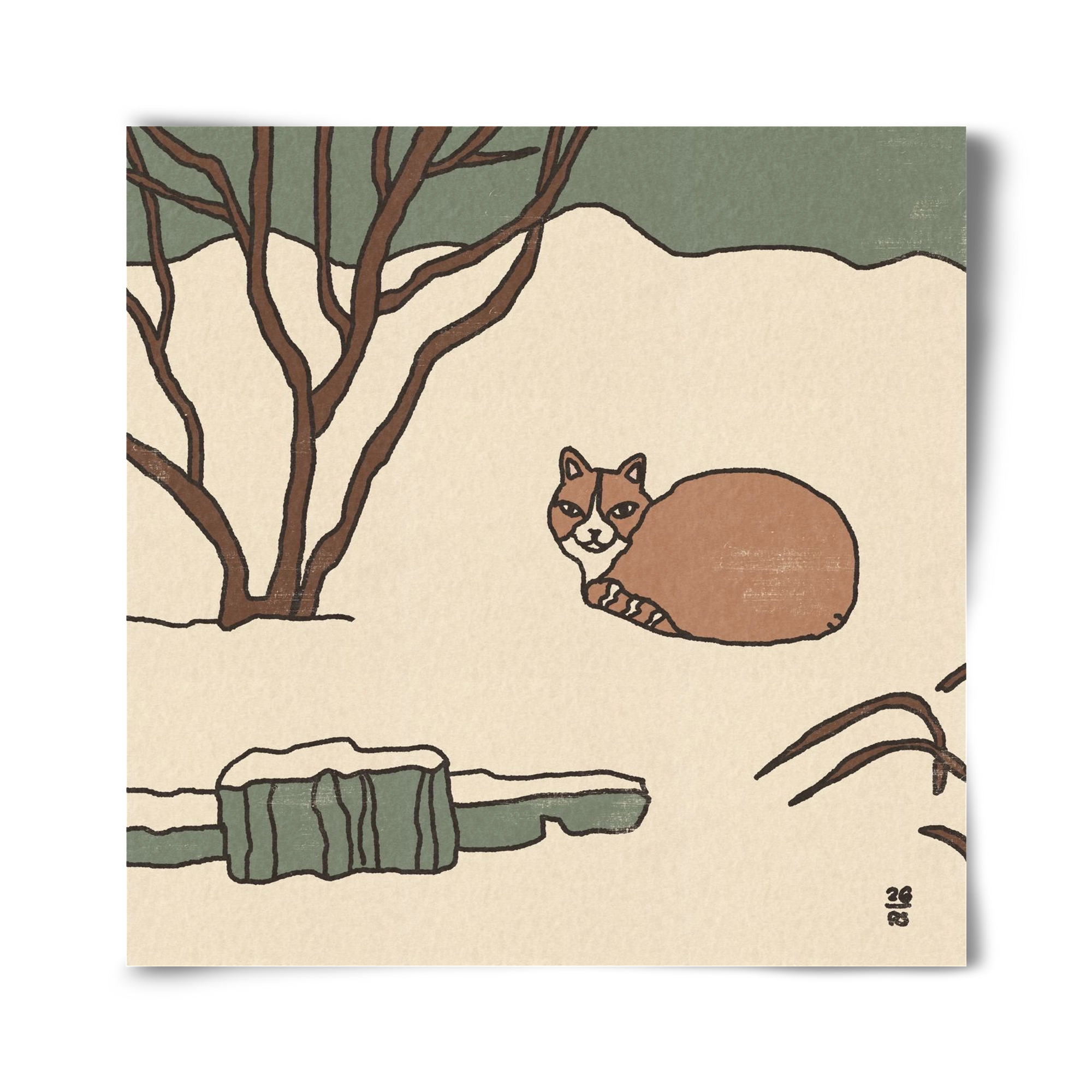 Winter Cat, 40x40 cm, Keret nélkül