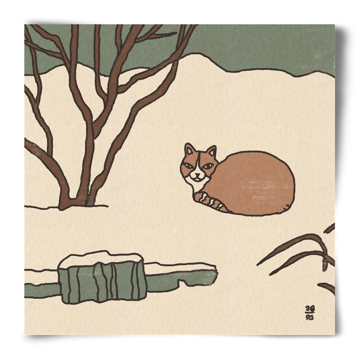 Winter Cat, 50x50 cm, Keret nélkül