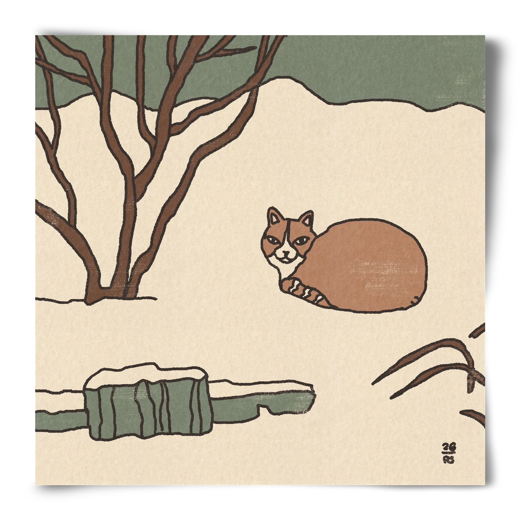 Winter Cat, 50x50 cm, Keret nélkül