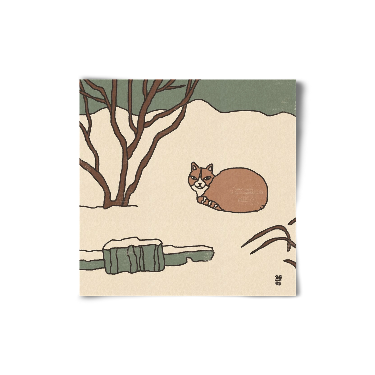 Winter Cat, 20x20 cm, Keret nélkül