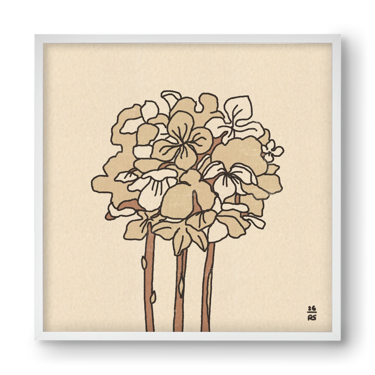 Winter Hydrangeas, 40x40 cm (40x40 cm), Fehér keret