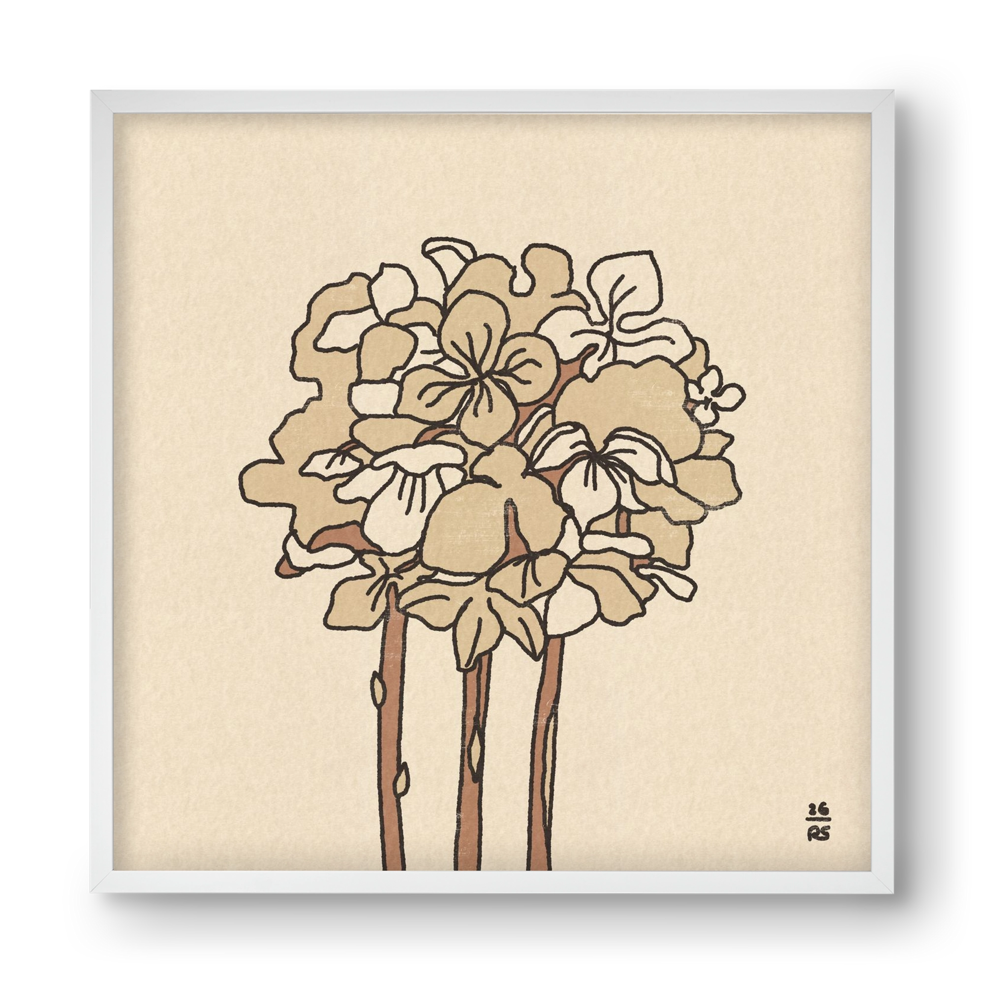 Winter Hydrangeas, 40x40 cm (40x40 cm), Fehér keret