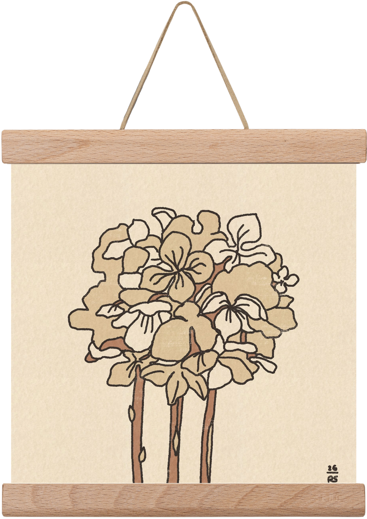 Winter Hydrangeas, 20x20 cm (20x20 cm), Tölgy akasztó