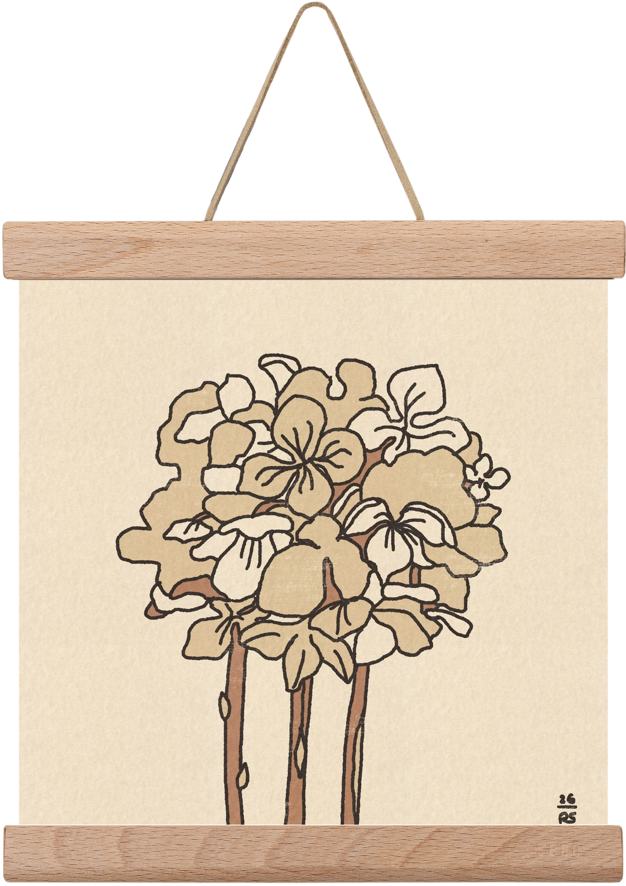 Winter Hydrangeas, 20x20 cm (20x20 cm), Tölgy akasztó