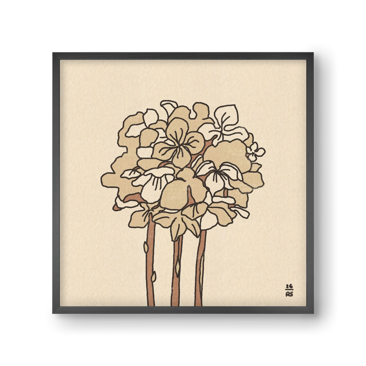 Winter Hydrangeas, 30x30 cm (30x30 cm), Fekete keret