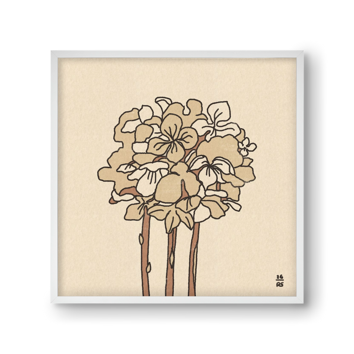 Winter Hydrangeas, 30x30 cm (30x30 cm), Fehér keret